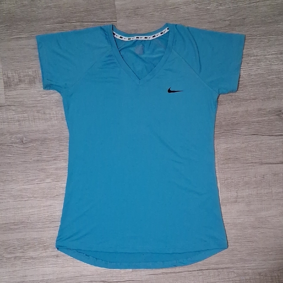 Nike Women's Teal V-Neck Tee - Picture 1 of 5